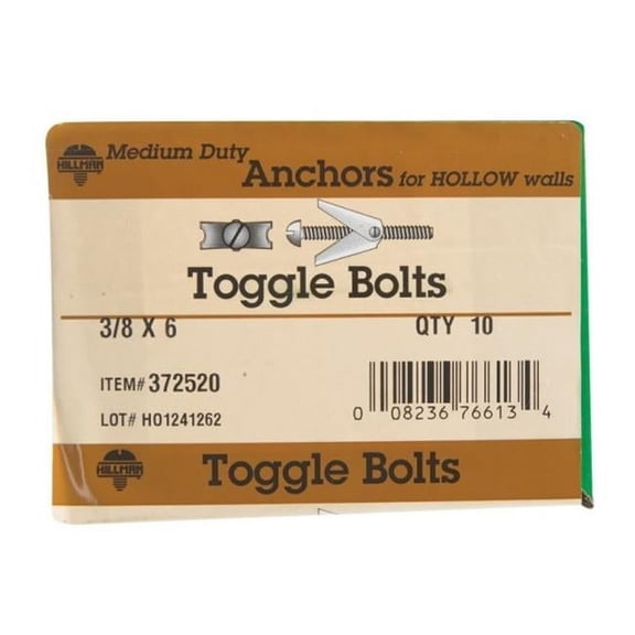 Hillman 372520 0.375 x 6 in. Toggle Bolt with Wing