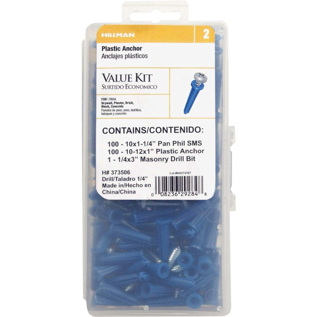 Hillman 373506 Plastic Anchor Kit, 10-12 x 1"