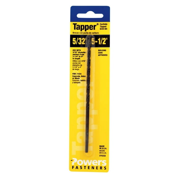 Hillman 375222 Tapper Concrete Drill Bits, 5/32" x 5-1/2"