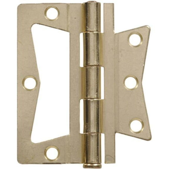 Hillman 852628 4 in. Surface Mount Non-Mortise Hinge, Brass Plated