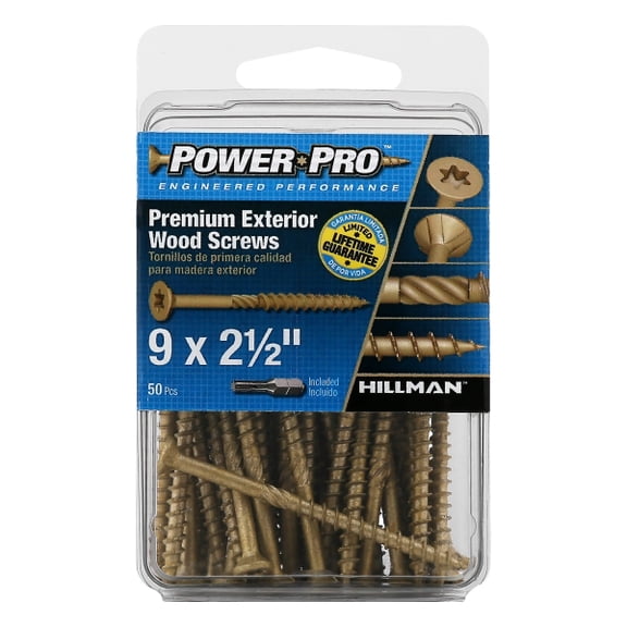 Hillman 42481 Power Pro Premium Exterior Wood Screw, 9 X 2 1/2-Inch, pack of 1 (50ps)