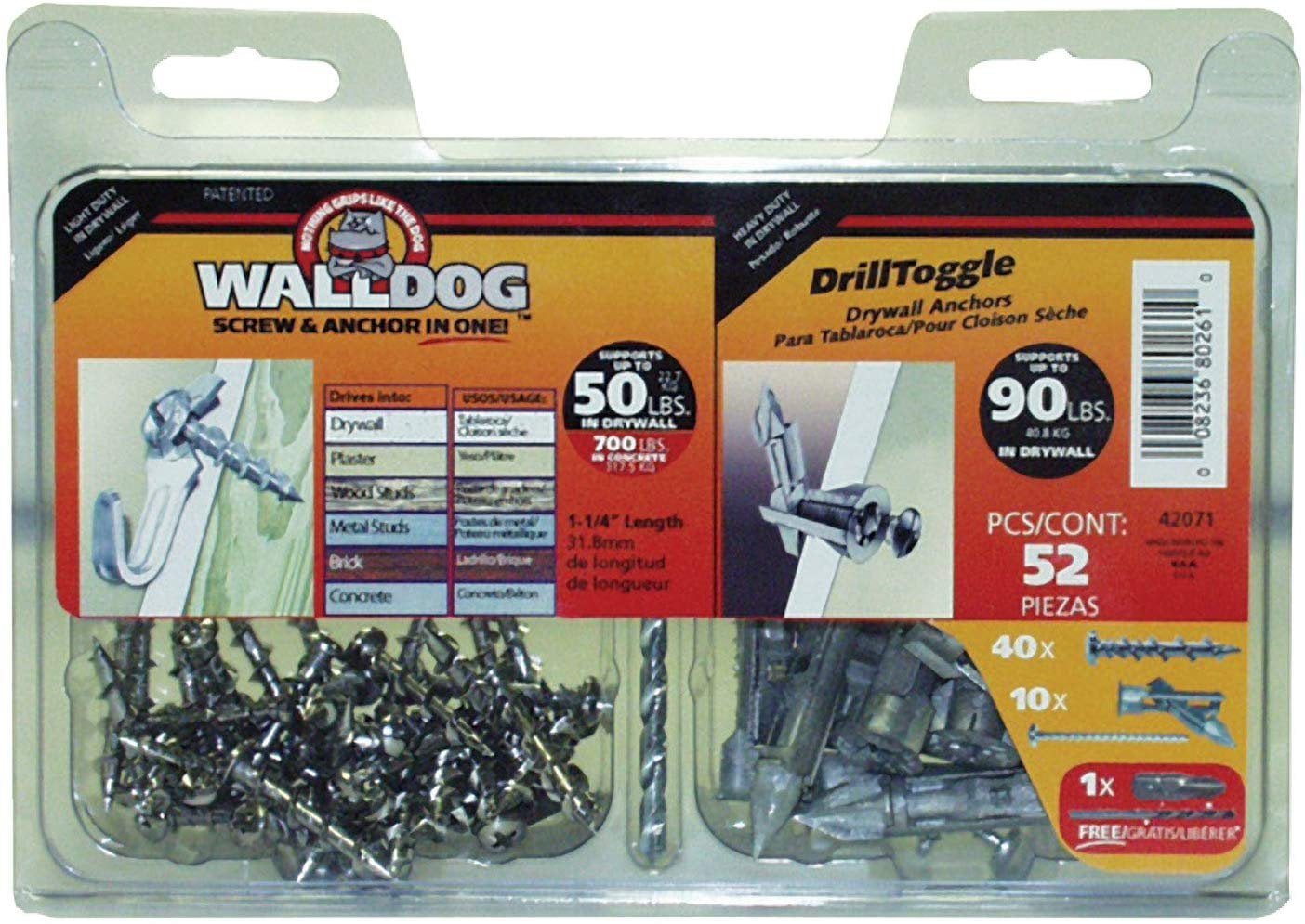 Hillman WallDog Drill Toggle Kit Drywall Anchor - Chrome Finish - Pack Of 1