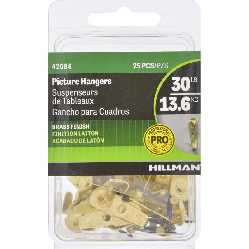 Hillman AnchorWire Brass-Plated Classic Picture Hanger 30 lb 25 pk Hillman AnchorWire Brass-Plated Classic Picture Hanger 30 lb 25 pk