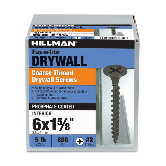 Hillman Fasteners No. 6 x 1-5/8 in. Coarse Thread Phillips Drywall Screws, 5 lb Box