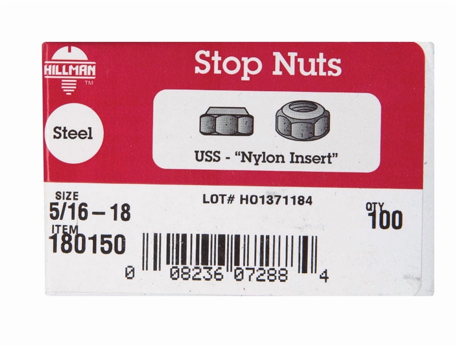 Hillman 5/16 in. Zinc-Plated Steel USS Nylon Lock Nut 100 pk
