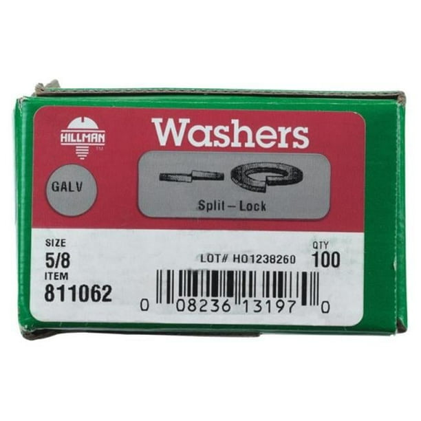 Hillman 5/8 in. D Hot-Dipped Galvanized Steel Split Lock Washer 100 pk Hillman 5/8 in. D Hot-Dipped Galvanized Steel Split Lock Washer 100 pk