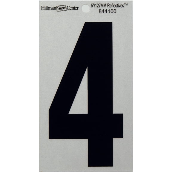 The Hillman Group 5-1/4-Inch Reflective Square-Cut Mylar, Black on Silver, Number 4