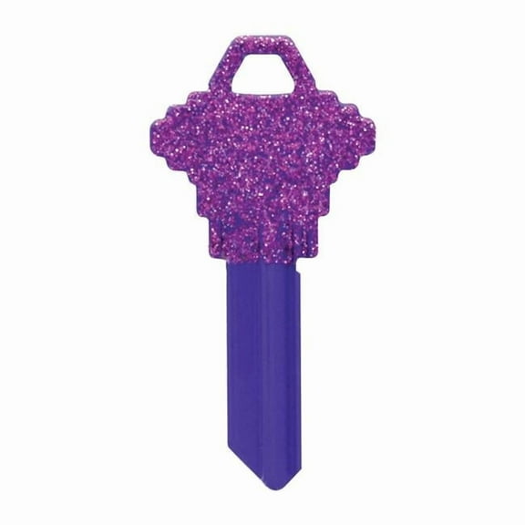 Hillman 5005162 DIVA Purple Glitter House & Office Universal Key Blank with Single Sided - Case of 6