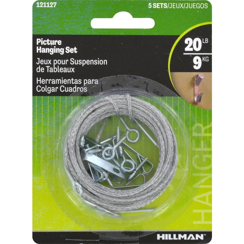 Hillman Picture Hanging Set 20 Lb 15' Carded Pack of 10