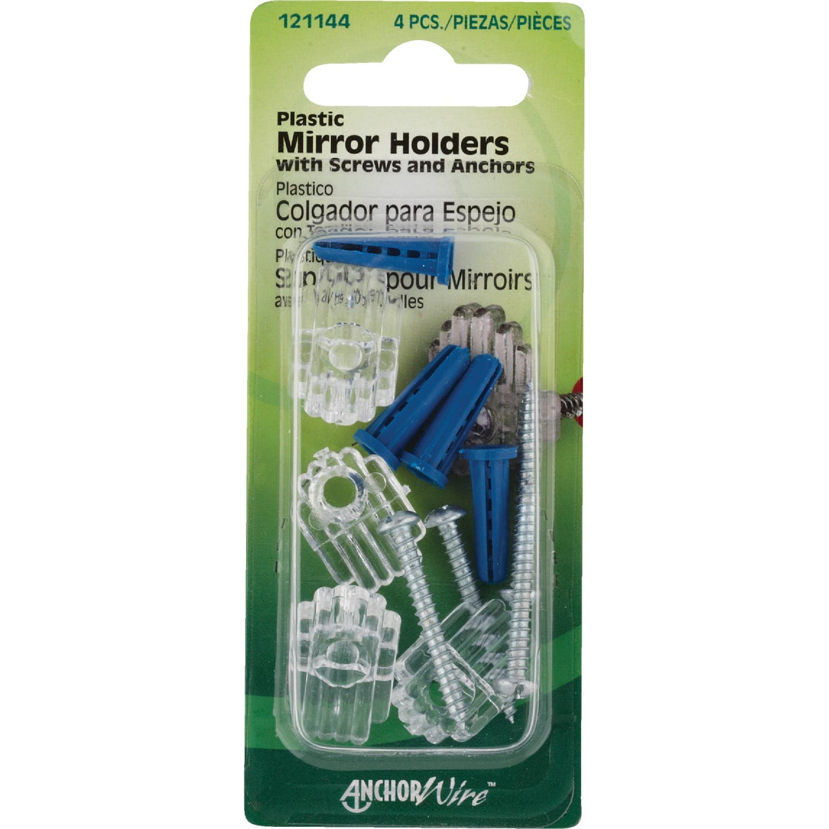 Hillman 50597 1 lbs AnchorWire Steel-Plated Silver Mirror Holder Kit Pack of 4 - Case of 10 — Construction & DIY Use, Standard Hardware Spec