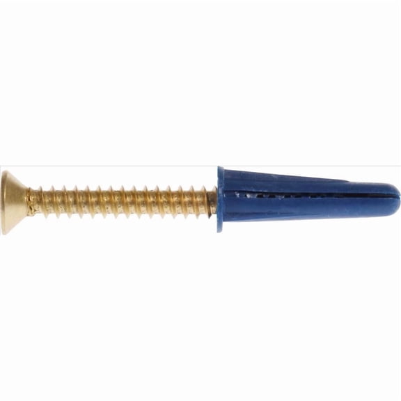 Hillman 5067 10-12 x 1 in. Flat Head Plastic Anchors with Screws Brass - pack of 10