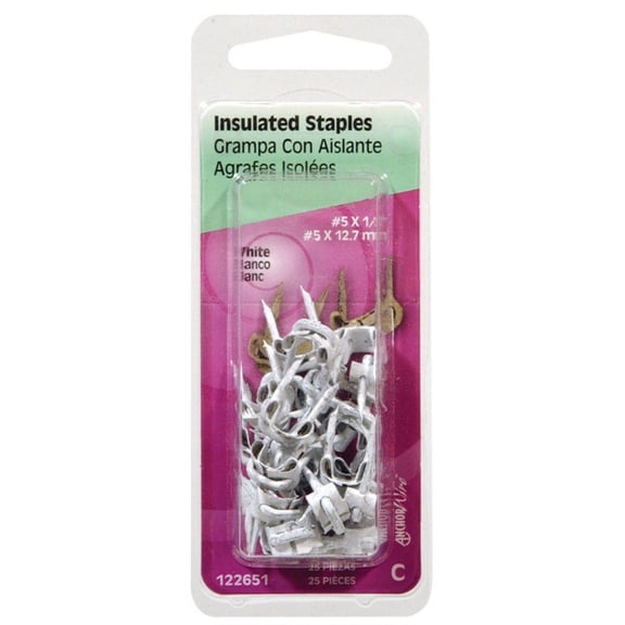 HILLMAN FASTENERS 25-Pack #5 x 1/2-Inch White Insulated Staples 122651