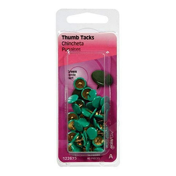 Hillman 53494 0.31 x 0.37 in. Green Tacks, Pack of 40