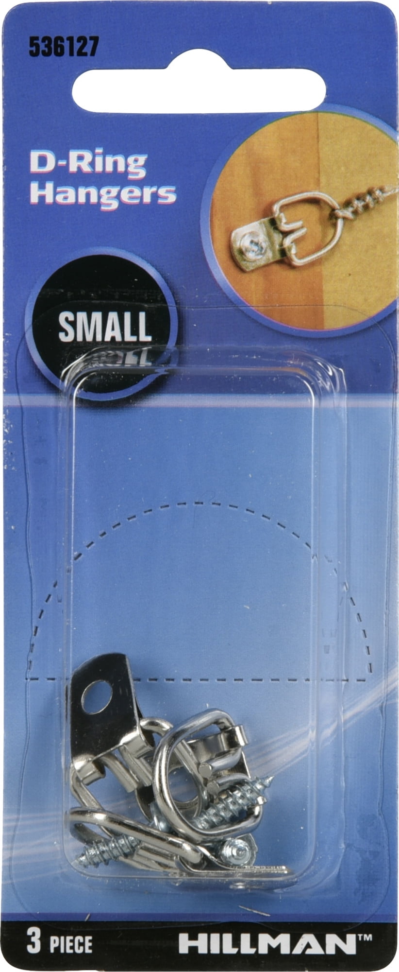 Hillman 536127 Small DRing Hangers, Zinc Finish, Wood Surfaces (3