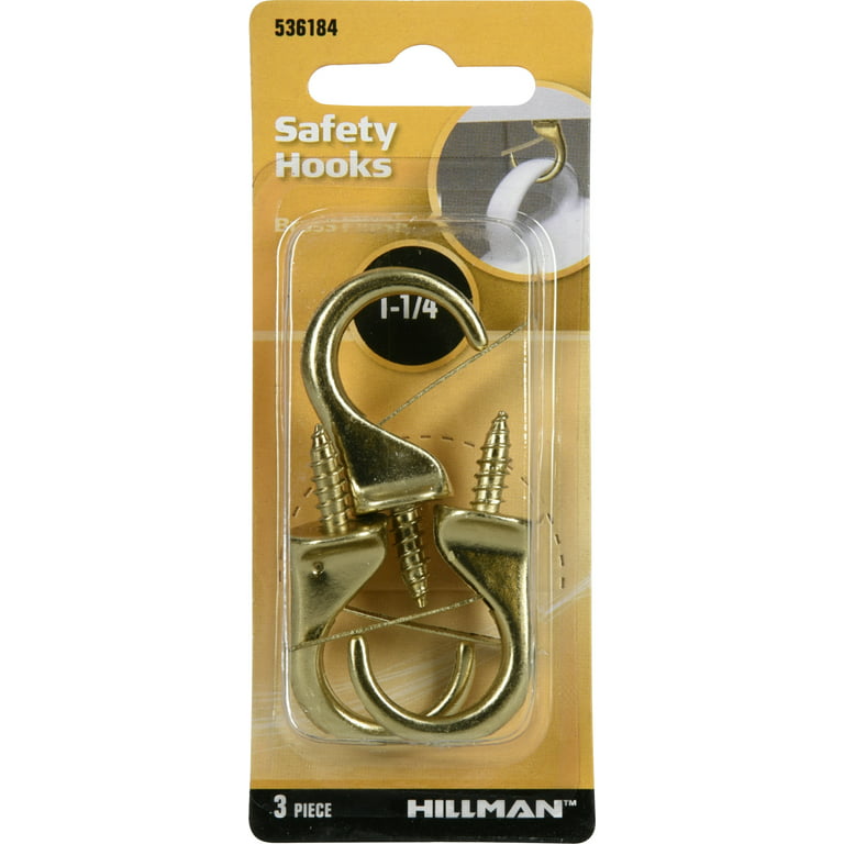 Hillman 536184 Safety Cup Hooks, Screw Hooks, Brass (1-1/4) 3
