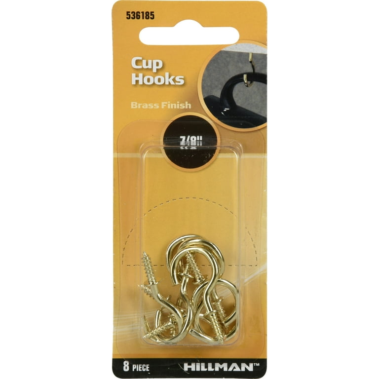 Hillman Brass-Plated Gold Cup/Picture Hook 1 lb 8 pk Hillman Brass-Plated Gold Cup/Picture Hook 1 lb 8 pk