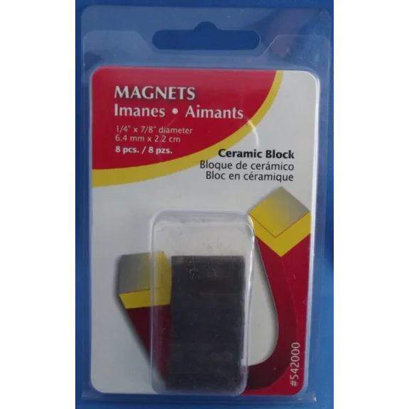 Hillman 54200 8 Magnets Ceramic Block 1/4 X 7/8 8 Per Pack New Unopened