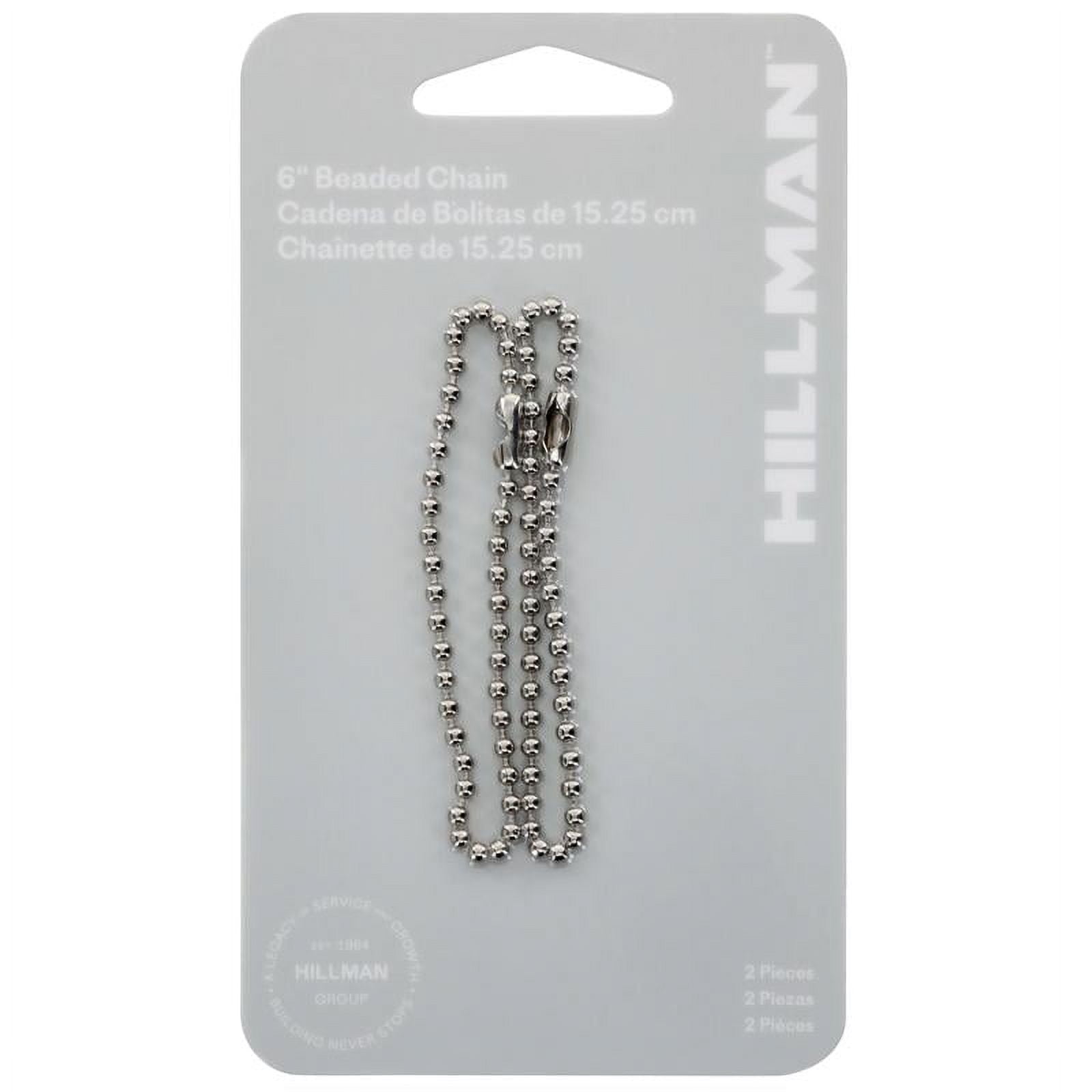 Hillman 6 in. D Metal Silver Beaded Chain Key Ring Hillman 6 in. D Metal Silver Beaded Chain Key Ring