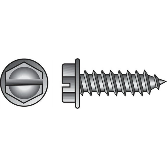 Hillman 70295 10 x 0.75 in. Slotted Hex Head Sheet Metal Screws, Zinc Plated - Pack of 100
