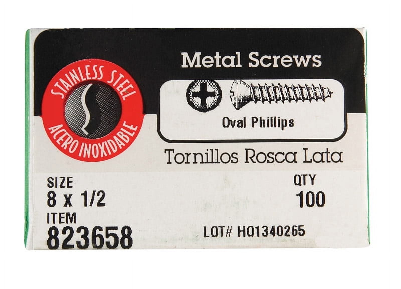 823670 8 X 1.5 In. Phillips Oval Head Sheet Metal Screw Stainless Steel Box Of 100 823670 8 X 1.5 In. Phillips Oval Head Sheet Metal Screw Stainless Steel Box Of 100