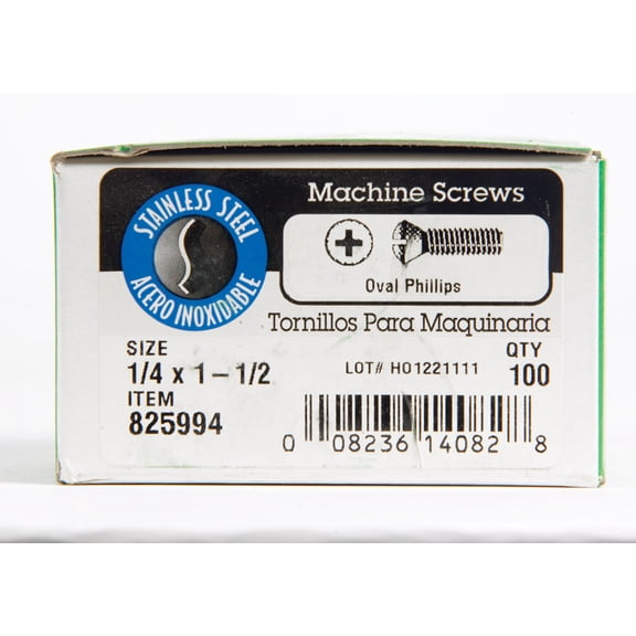 Hillman 825994 0.25-20 x 1.5 in. Phillips Flat Head Stainless Steel Machine Screw