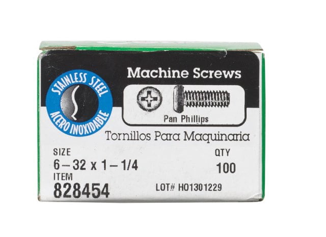 Hillman 828454 6-32 x 1.25 in. Phillips Pan Head Stainless Steel Machine Screw