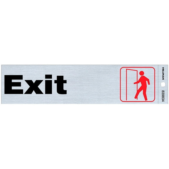 Hillman 839834 Exit Self-Adhesive Sign (2" x 8"),Silver 1 Count (Pack of 1) Silver