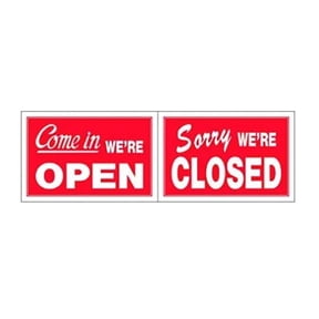 Hillman 839998 Come in We're Open Sorry We're Closed 2 Sided Reversible Sign, Red and White Plastic, 8x12 Inches 1-Sign