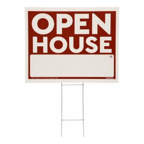 Hillman 840049 Open House Sign with Frame, Red and White, 20 x 24-In. - Quantity 6