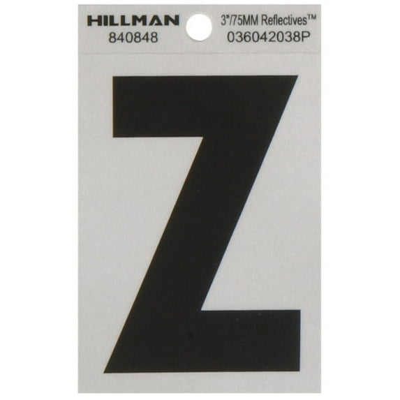 Hillman 840848 3" Letter Z Black and Silver Reflective Poly-Film Adhesive