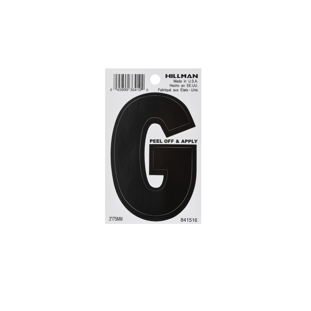 Hillman 841516 Vinyl SelfAdhesive Letter G, 3 Inch, Black, Each