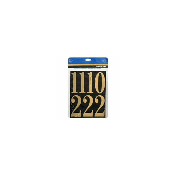 Hillman 842276 Number Set 3" Reflective Gold Mylar Self-Adhesive 0-9