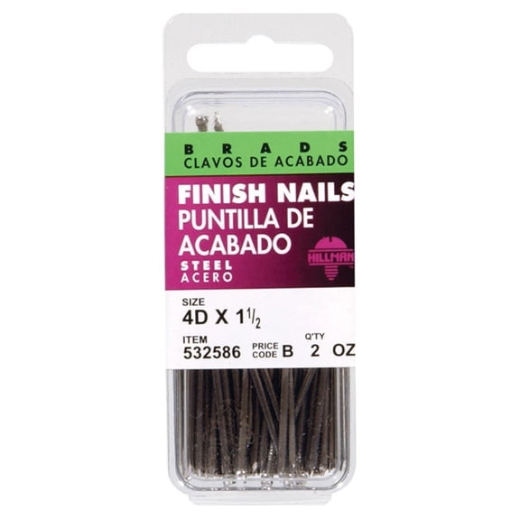Hillman Finishing Nails 8 D Polished Steel Card 40 / Card Pack of 6