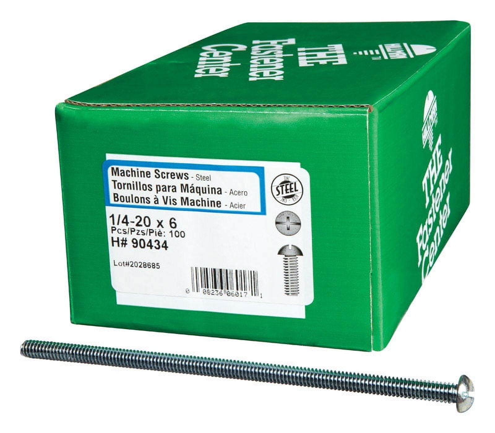 Hillman 90434 Machine Screws No. 1/4-20 X 6" L Combination Round Head Zinc-Plated Steel Zinc-Plated