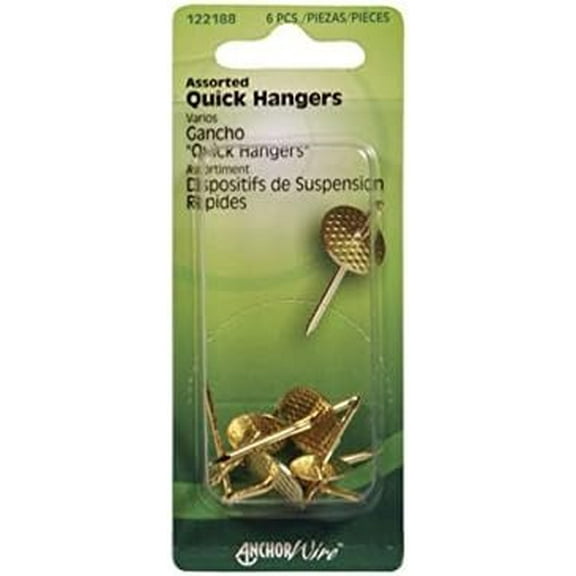 Hillman AnchorWire Brass-Plated Assorted Quick Hanger Brass 10 lb. 6 pk