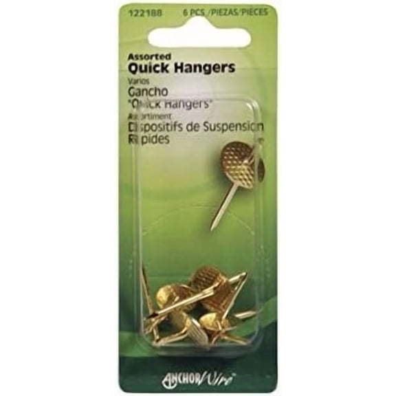 Hillman AnchorWire Brass-Plated Assorted Quick Hanger Brass 10 lb. 6 pk — Construction & DIY Use, Standard Hardware Spec