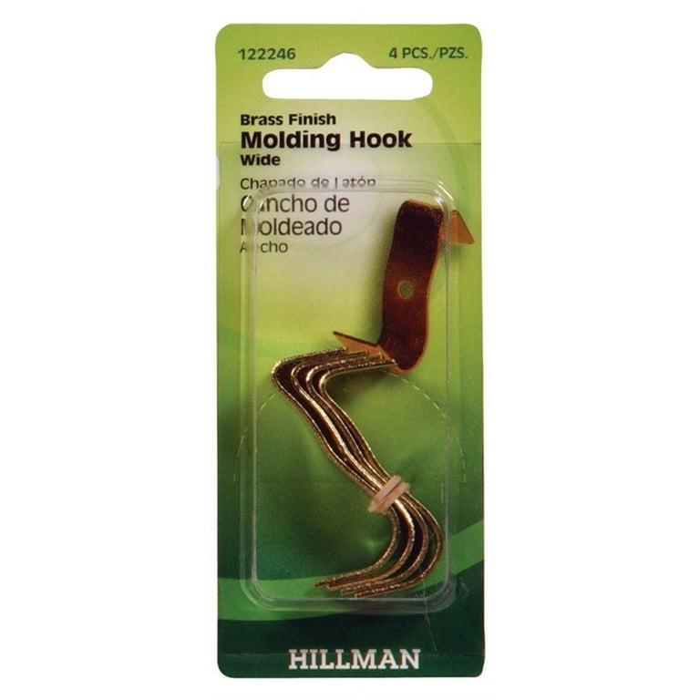 Hillman AnchorWire Brass-Plated Gold Wide Molding Hook 4 pk Hillman AnchorWire Brass-Plated Gold Wide Molding Hook 4 pk