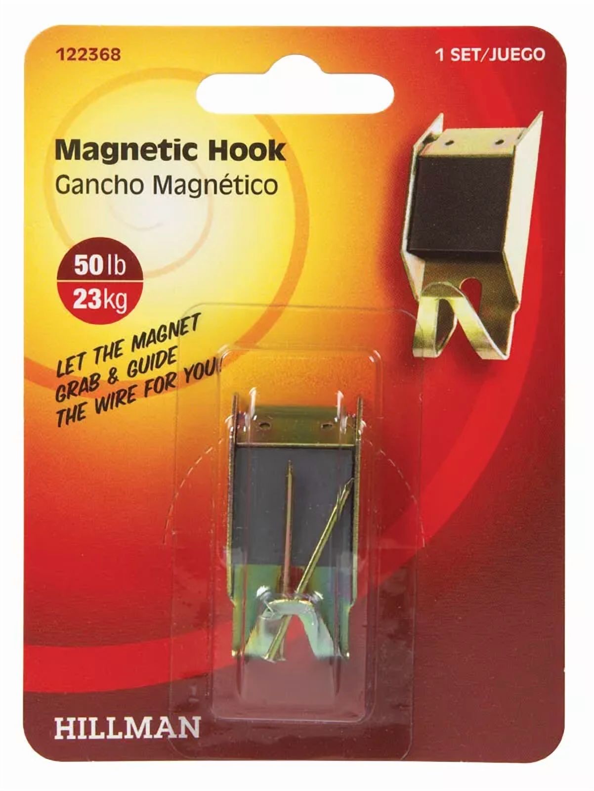 Hillman Anchorwire 50 Lb. Brass Magnetic Picture Hook Mirror Hanger 1 Pk 122368