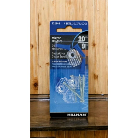 Hillman Anchorwire Acrylic Single Mirror Holder Kit Wall Hanger 4 Pk New 121144