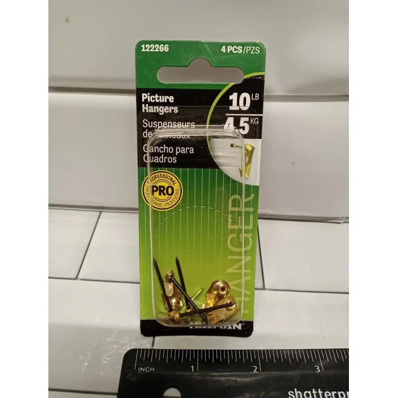 Hillman Anchorwire Antique Brass Steel Pro Picture Hangers 10 Lb. 4 Pk 122266 Fs