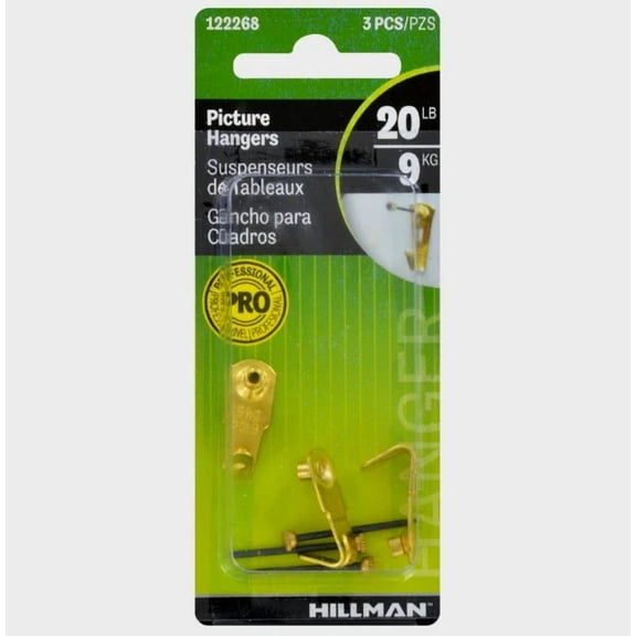 Hillman Anchorwire Steel-Plated Classic Picture Hangers 20 Lb. 3 Pk 122268