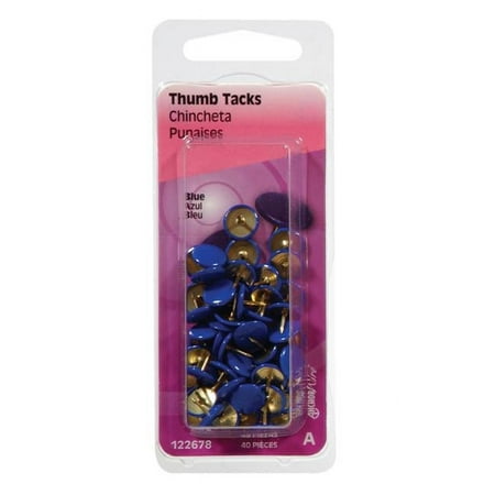 Hillman Anchor Wire Blue 23/64 In. x 15/64 In. Thumb Tack (40 Ct.) 122678