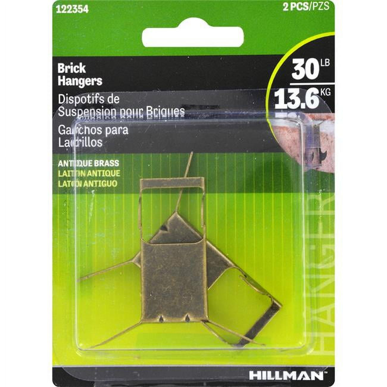 Hillman AnchorWire Brass-Plated Gold Brick Picture Hanger 30 lb 2 pk Hillman AnchorWire Brass-Plated Gold Brick Picture Hanger 30 lb 2 pk