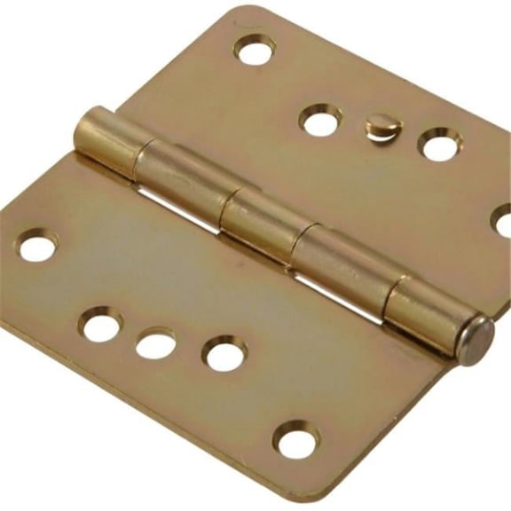 Hillman Builders Hardware 852866 0.25 in. Round Corner Security Stud Door Hinges Zinc & Yellow-dichromate