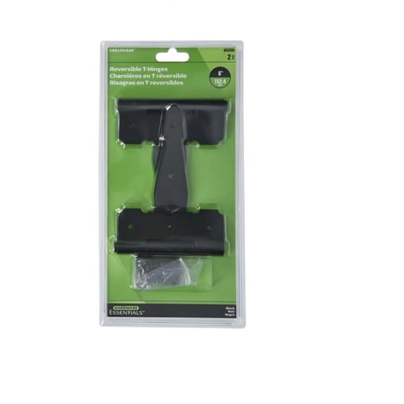 Hillman Builders Hardware 853359 6 in. Ornamental Reversible T-Hinge Set, Black