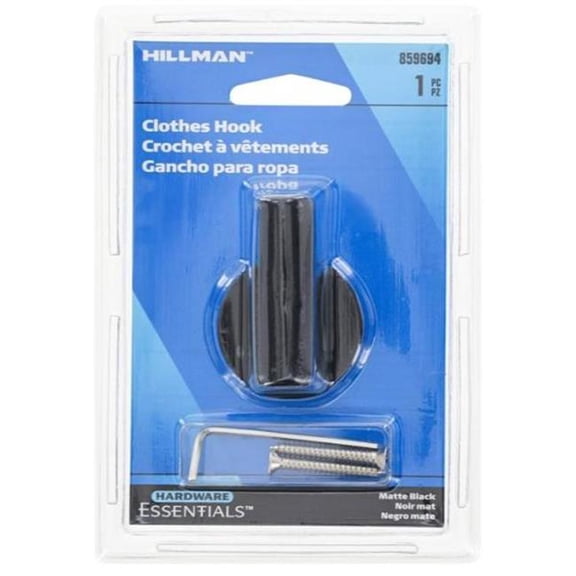 Hillman Builders Hardware 859694 Clothes Hook for Post, Matte Black