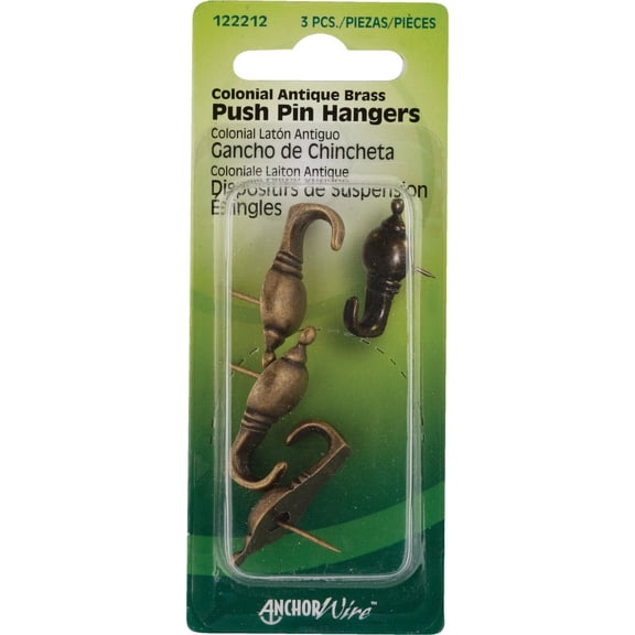 Hillman Colonial Hanger Antique Brass Plated Card — Residential Use, Standard Application