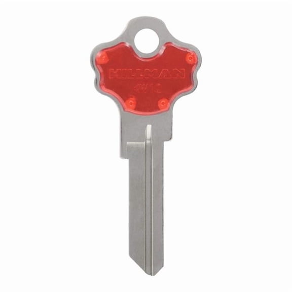 Hillman 5969555 Colorplus Traditional Key House & Office Blank Single Sided Universal Key - Red & Silver, Pack of 5