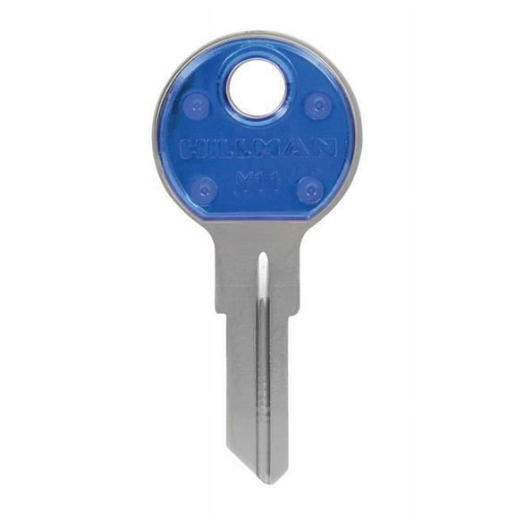 Hillman 5969662 Colorplus Traditional Key House & Office Blank Single Sided Universal Key - Blue & Silver, Pack of 5