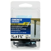Hillman Concrete Screw Anchor Black, 3/16 x 1.75", Flat Head, Steel, New, 12 Pack